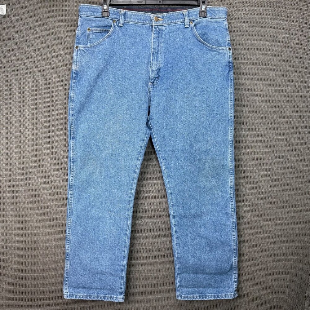 Wrangler Men's Blue Jeans 38x29 Regular Fit 99% Cotton Spandex Premium Quality